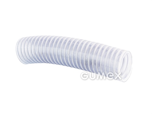 Tlakonasávacia hadica na vodu NASSA S012, 25/30,6mm, 5bar/-0,7bar, PVC, biela PVC špirála, -15°C/+60°C, transparentná